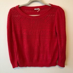 Kimchi Blue coral pointelle sweater with boat neck